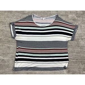 Stitch Wurks Top Womens Extra Large Multicolor Striped Shortsleeve Casual